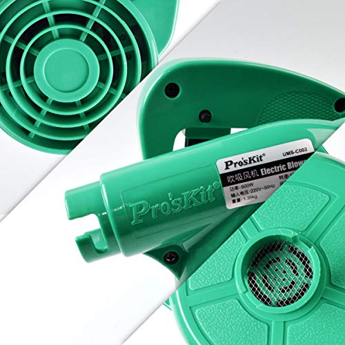 Pro'sKit UMS-C002 Ventilador Eléctrico de Mano Soplador de Aire Soplador de Hojas para Limpieza de Computadoras, Aspirador de Ordenador 220V 50 / 60Hz