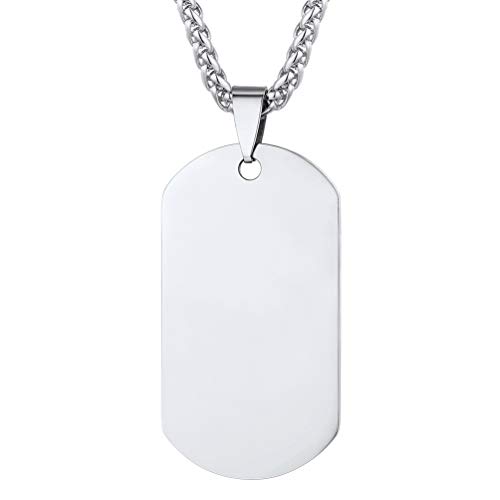 PROSTEEL Joyería Acero Inoxidable Colgante Collar Hombre Placa de Militar Dog Tag ID Pendant Plata