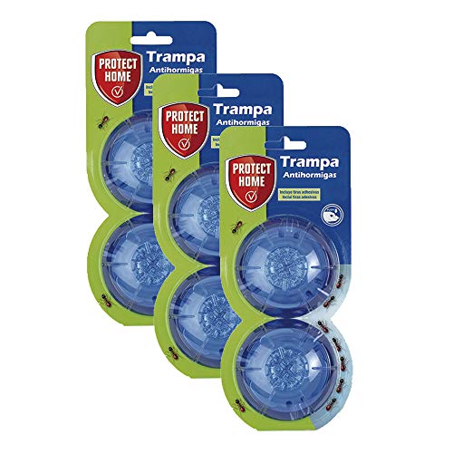 Protect Home Cebo para Hormigas en Gel, antihormigas para Uso Interior y Exterior, 2 trampas (Pack de 3), Azul, Talla Única