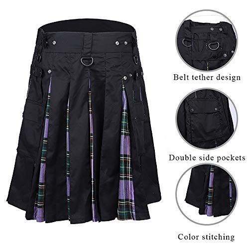 Puimentiua Falda Escocesa para Hombre Kilt Tradicional Escocés de Cuadros Escoceses