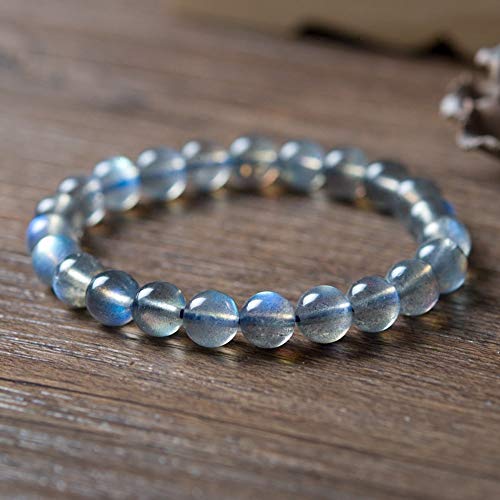 Pulsera piedra de luna para hombres y mujeres, pulseras de piedra natural, gris azul de luz de la luna joyería cristalina, Significado Salud y Riqueza