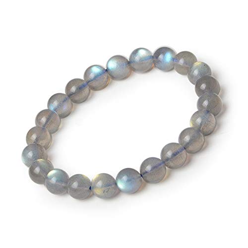 Pulsera piedra de luna para hombres y mujeres, pulseras de piedra natural, gris azul de luz de la luna joyería cristalina, Significado Salud y Riqueza