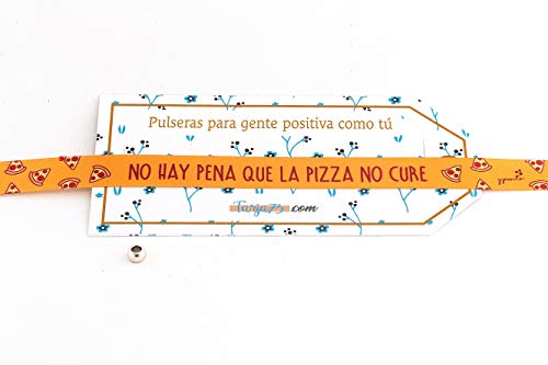 Pulseras de tela con frases molonas: NO HAY PENA QUE LA PIZZA NO CURE | Presume y punto | Regalo original