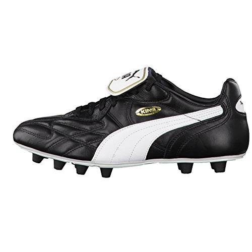 Puma King Top Di Fg - Botas de fútbol de piel para hombre, Black-White-Team Gold 1, 40.5