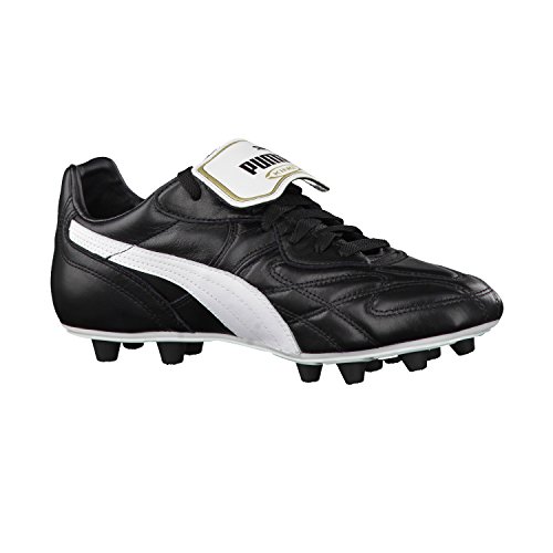 Puma King Top Di Fg - Botas de fútbol de piel para hombre, Black-White-Team Gold 1, 40.5