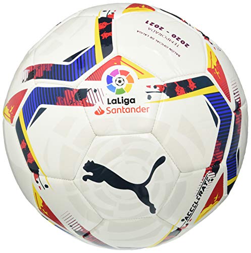 PUMA LaLiga 1 Accelerate MS Ball Balón de Fútbol, Unisex-Adult, White-Multi Colour, 3