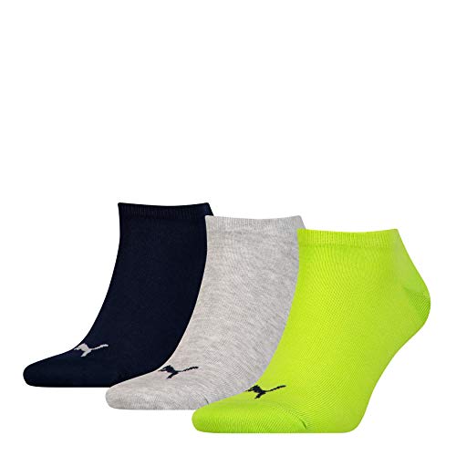 Puma PUMA UNISEX SNEAKER PLAIN 3P, Calcetines Unisex adulto, pack de 3, Amarillo (Lime Punch 064), 39/42 (Talla del fabricante: 039)