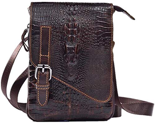 Punk - Cinturón de Piel para Hombre, diseño de cocodrilo, Bolso Diagonal, Bolsillo de Piel