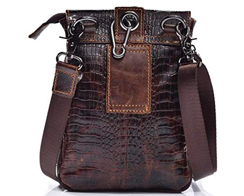 Punk - Cinturón de Piel para Hombre, diseño de cocodrilo, Bolso Diagonal, Bolsillo de Piel