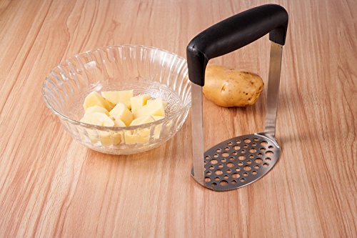 Puré de Patata, Smaier Masher Machacador Perforada de Acero Inoxidable y Superficie Lisa Diseñado Para Aplastar las Patatas