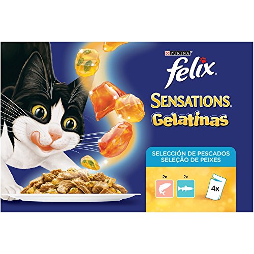 Purina Felix Sensations Gelatinas comida para gatos Selección Surtido de Pescados 10 x [4 x 100 g]