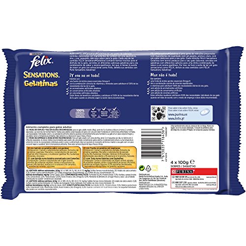 Purina Felix Sensations Gelatinas comida para gatos Selección Surtido de Pescados 10 x [4 x 100 g]