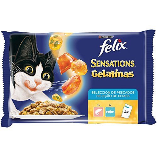 Purina Felix Sensations Gelatinas comida para gatos Selección Surtido de Pescados 10 x [4 x 100 g]