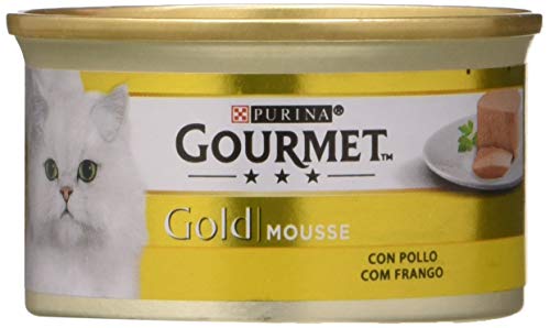 Purina Gourmet Gold Mousse Comida para Gatos con Pollo, 24 x 85 gr