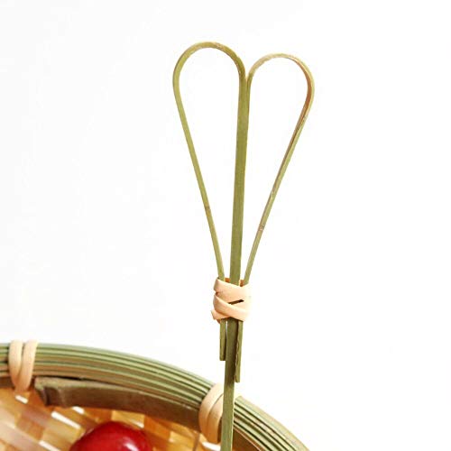 PuTwo Palillos para Cócteles Estilo Japonés 100 Cuentos Palillos de Bambú para Aperitivos Sandwich Aperitivos - Corazón de melocotón