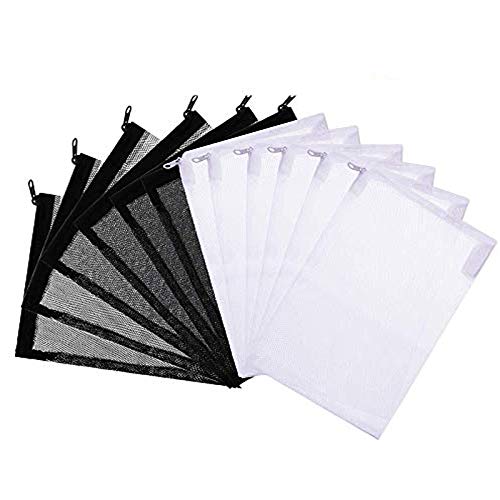 Pveath 24 Piezas Bolsas de Malla para Filtro de Acuario con Cremallera, Sistemas de Filtro, Bolsa de Nailon para Estanque de jardín o Acuario, 15 x 20 cm, Blanco y Negro