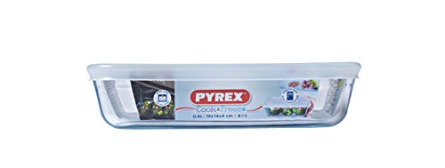 Pyrex Classic - Recipiente rectangular con tapa, 19 x 14 x 4 cm, 0,8 litros