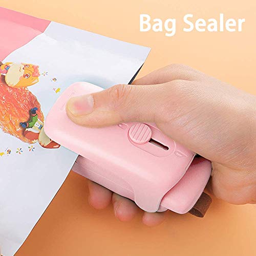 QAIYXM Mini máquina de termosellado de Mano, 2-en-1 Cuchillo de Cocina del hogar y Cortador de Papel, Sellado térmico de bocadillos y Bolsas de Granos (Rosa)