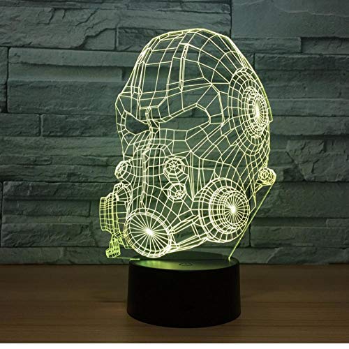 Qazqaz máscara de gas modelo 3D lámpara LED 7 colores cambiando USB sensor táctil escritorio lámpara USB noche luz atmósfera lámpara regalo