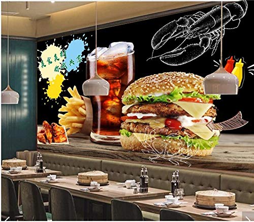 QFAZO Papel tapiz 3d foto personalizada Bread Burger Restaurant Tooling sobre fondo negro decoración del hogar sala de estar papel tapiz para paredes, 400x280 cm (157,5 por 110,2 pulgadas)