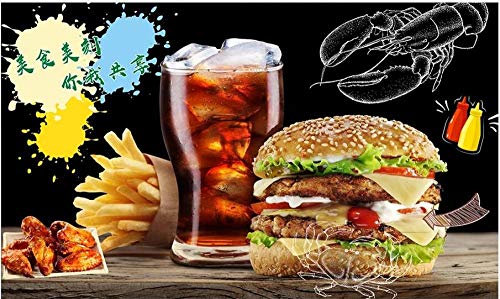 QFAZO Papel tapiz 3d foto personalizada Bread Burger Restaurant Tooling sobre fondo negro decoración del hogar sala de estar papel tapiz para paredes, 400x280 cm (157,5 por 110,2 pulgadas)