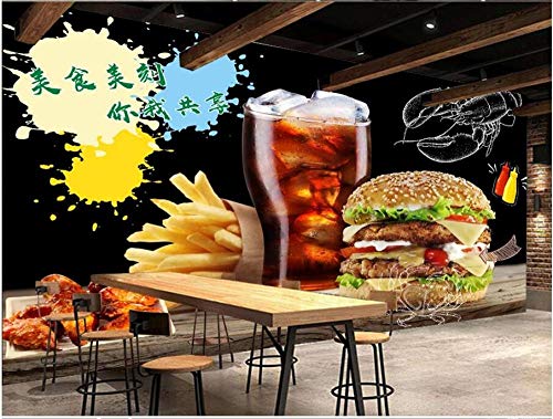 QFAZO Papel tapiz 3d foto personalizada Bread Burger Restaurant Tooling sobre fondo negro decoración del hogar sala de estar papel tapiz para paredes, 400x280 cm (157,5 por 110,2 pulgadas)