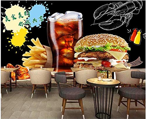 QFAZO Papel tapiz 3d foto personalizada Bread Burger Restaurant Tooling sobre fondo negro decoración del hogar sala de estar papel tapiz para paredes, 400x280 cm (157,5 por 110,2 pulgadas)