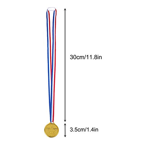 QH-Shop Premio Medallas,Ganadores Medallas el Plastico con Ribbon para Niños Fiesta Deportiva Competición Juegos 36packs