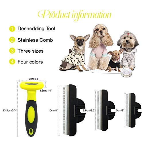 QiCheng&LYS Pincel de Belleza para Perros y Gatos, Pincel de Belleza para Animales Peine para Perros y Gatos Herramienta Profesional Mane (Amarillo, 66mm)