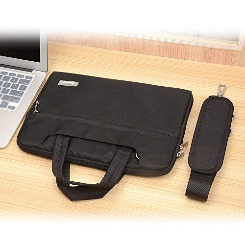 Qishare 11,6-12 Pulgadas Multifuncional portátil Hombro Bolsa maletín portátil de Ordenador portátil Caso Portador de la Ordenador portátil Messenger Caso(11,6-12 Pulgadas,Negro)