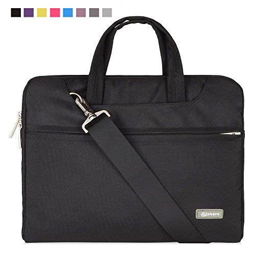 Qishare 11,6-12 Pulgadas Multifuncional portátil Hombro Bolsa maletín portátil de Ordenador portátil Caso Portador de la Ordenador portátil Messenger Caso(11,6-12 Pulgadas,Negro)