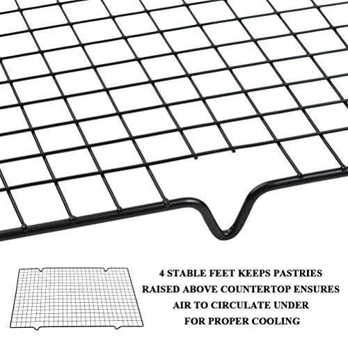 QLOUNI Bastidores de Enfriamiento - Juego de 4 Enfriatartas Rejillas Rectangular para Enfriar Bollos, Galletas, Pasteles, Cupcakes, Asar, Hornear, etc (41x25x2cm)