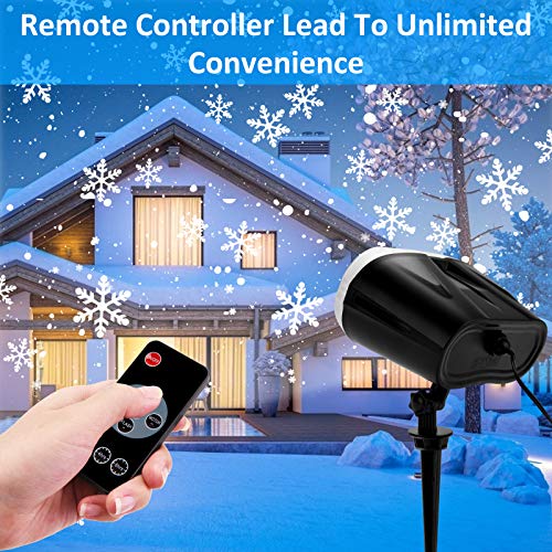 Qomolo Luces de Proyector de Navidad Luz de Copo de Nieve Impermeable IP65 Interior y Exterior con Control Remoto,para Decoración para Fiesta,Navidad,Festivos,Boda