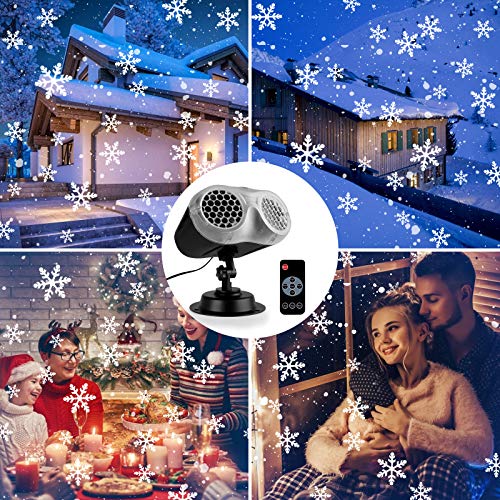 Qomolo Luces de Proyector de Navidad Luz de Copo de Nieve Impermeable IP65 Interior y Exterior con Control Remoto,para Decoración para Fiesta,Navidad,Festivos,Boda