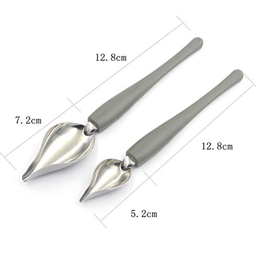 QQSA 2pcs Stainless Steel Saucier Spoon Plate Dish Sauce Painting Pencil for Coffee Cake Decoration Chef Drawing Sauce Embellishment Tool (Large)