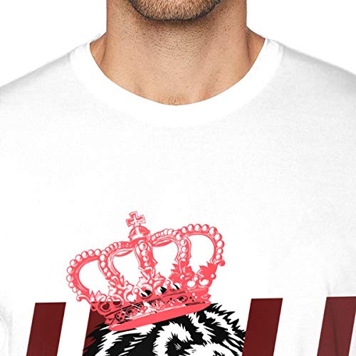 QsuNa - Camiseta de Manga Corta para Hombre, diseño de Corona de león y el Rey del Bosque Blanco Blanco 6X-Large