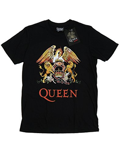 Queen hombre Crest Logo Camiseta Large Negro