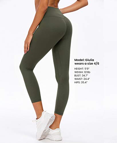 QUEENIEKE Leggins de Yoga para Mujer Pantalones de Talle Alto con Bolsillos Mallas Suaves de Control de Vientre para Yoga color Verde mar profundo Talla M