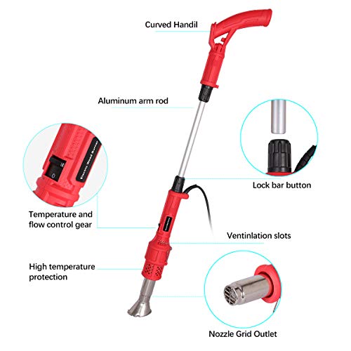Quemador de Malas Hierbas eléctrico con Boquilla, Quemar la Hierba y el Carbón de Leña 2 en 1 Palillo de Deshierbe Térmico, hasta 650 ℃ Herramienta de Eliminación de Malezas Fuertes
