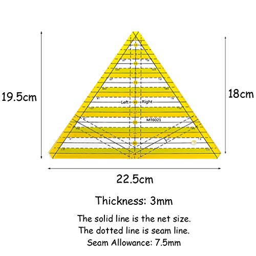 Quilting Ruler,Regla de Costura Regla de Mosaico Hecha a Mano DIY, Regla de Costura de acrílico de 1 Pieza Regla de Moda Francesa Franja de Tela Plantilla de triángulo de Acolchado de Mosaic