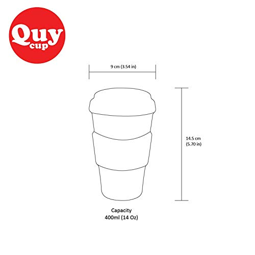 QUY CUP Taza de Café de Bambú - 400ml. Taza Ecológica Reutilizable para Café. Exclusivo Diseño Italiano. Hecho de Fibra Natural. Libre de BPA