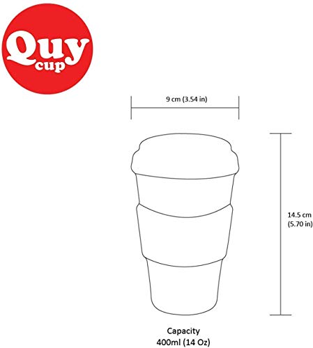 QUY CUP Taza de Café de Bambú - 400ml. Taza Ecológica Reutilizable para Café. Exclusivo Diseño Italiano. Hecho de Fibra Natural. Libre de BPA