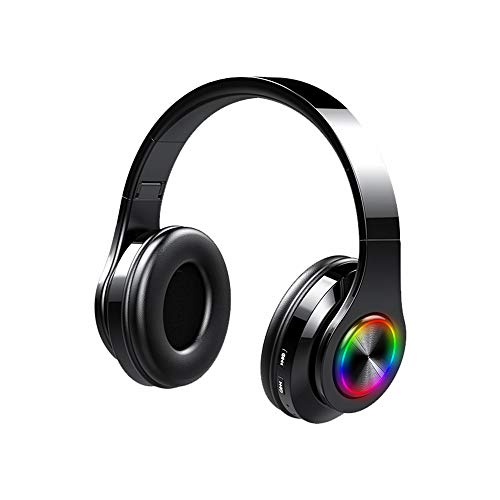 Qyaml Auricular Inalámbrico Para Juegos Con Bluetooth, Luces De Colores De Subwoofer Montado En La Cabeza, Impermeable Y Resistente Al Sudor, Adecuado Para El Hogar (Negro)