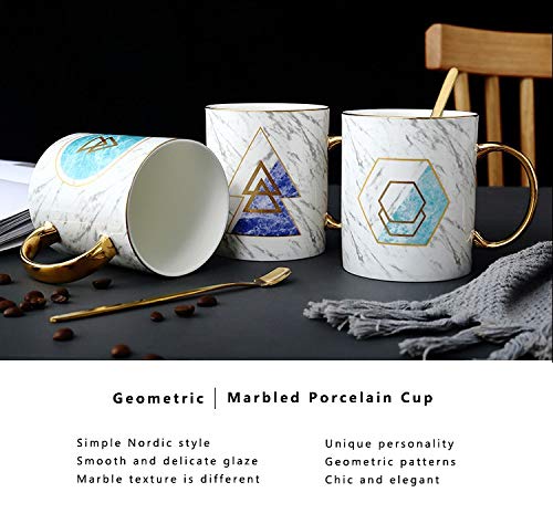 QYSHH Taza de Cerámica, Mármol Gris |Taza de café/té Grande | Taza mármol | Idea de Regalo, Cerámica Oficina Cumpleaños Navidad Regalo, con Cucharita de Cafe