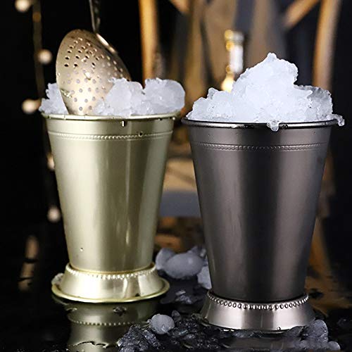 QZH Julepe de Menta Copa de la Barra Que Bebe del Vaso de Acero Inoxidable con el Grueso Inferior Lisa Easy Clean cóctel Durable Vaso de Get Together Barra de Navidad de la Familia de cumpleaños