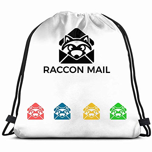 Raccoon Mail Icon Symbol Sign Animals Wildlife Address Signs Symbols Drawstring Backpack Gym Sack Lightweight Bag Water Resistant Gym Backpack For Women&Men For Sports,Travelling,Hiking,Camping,Shoppi