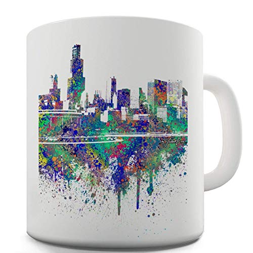 Rael Esthe Twisted Envy Chicago Skyline Ink Splats Taza de cerámica Divertida