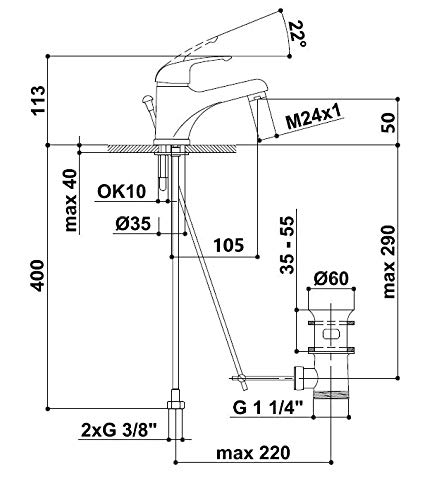 RAF - Grifo mezclador monomando de lavabo con válvula automática