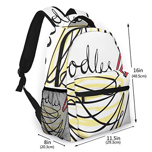 RAHJK Mochila Tipo Casual Mochila Escolares Mochilas Estilo Impermeable para Viaje de Ordenador Portátil hasta 14 Pulgadas Comida Fideos Wok Escrito