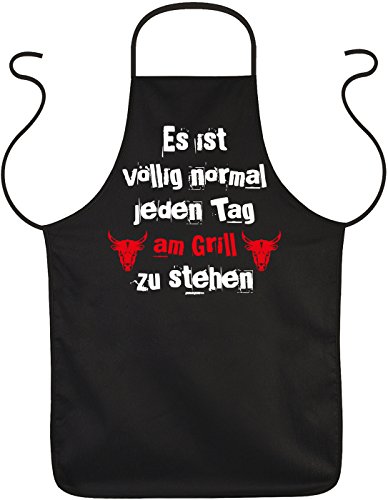 Rahmenlos - Delantal, diseño con texto en alemán "Es ist völlig normal jeden Tag am Grill zu stehen"